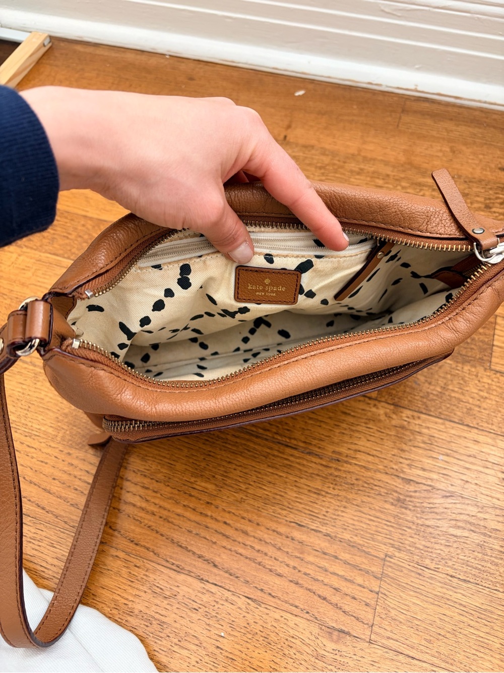 kate spade Brown Leather Crossbody with Front Zip Pocket - Picture 6 of 6